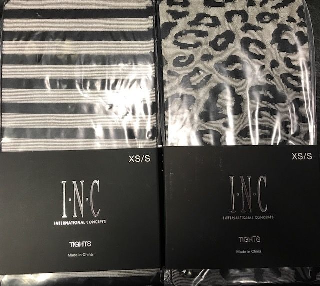 Lot of 2 Assorted Print I.N.C. Tights, Size XS/S