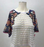 Xhilaration Juniors White Lace Floral Sheer Crop Top Shirt, Various Sizes