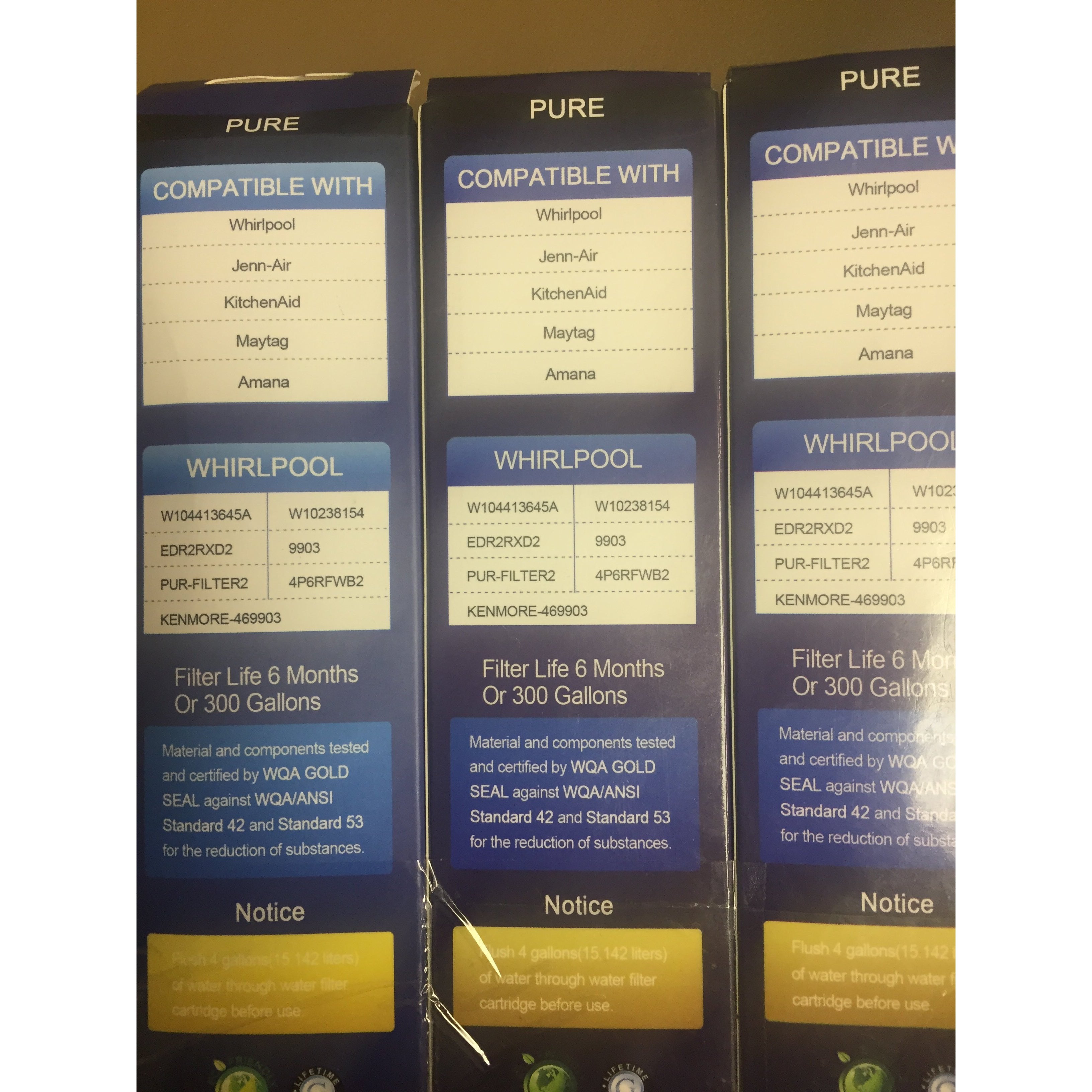 Colpure 3 packs Refrigerator Water Filter, 3PCS, Blue, 23