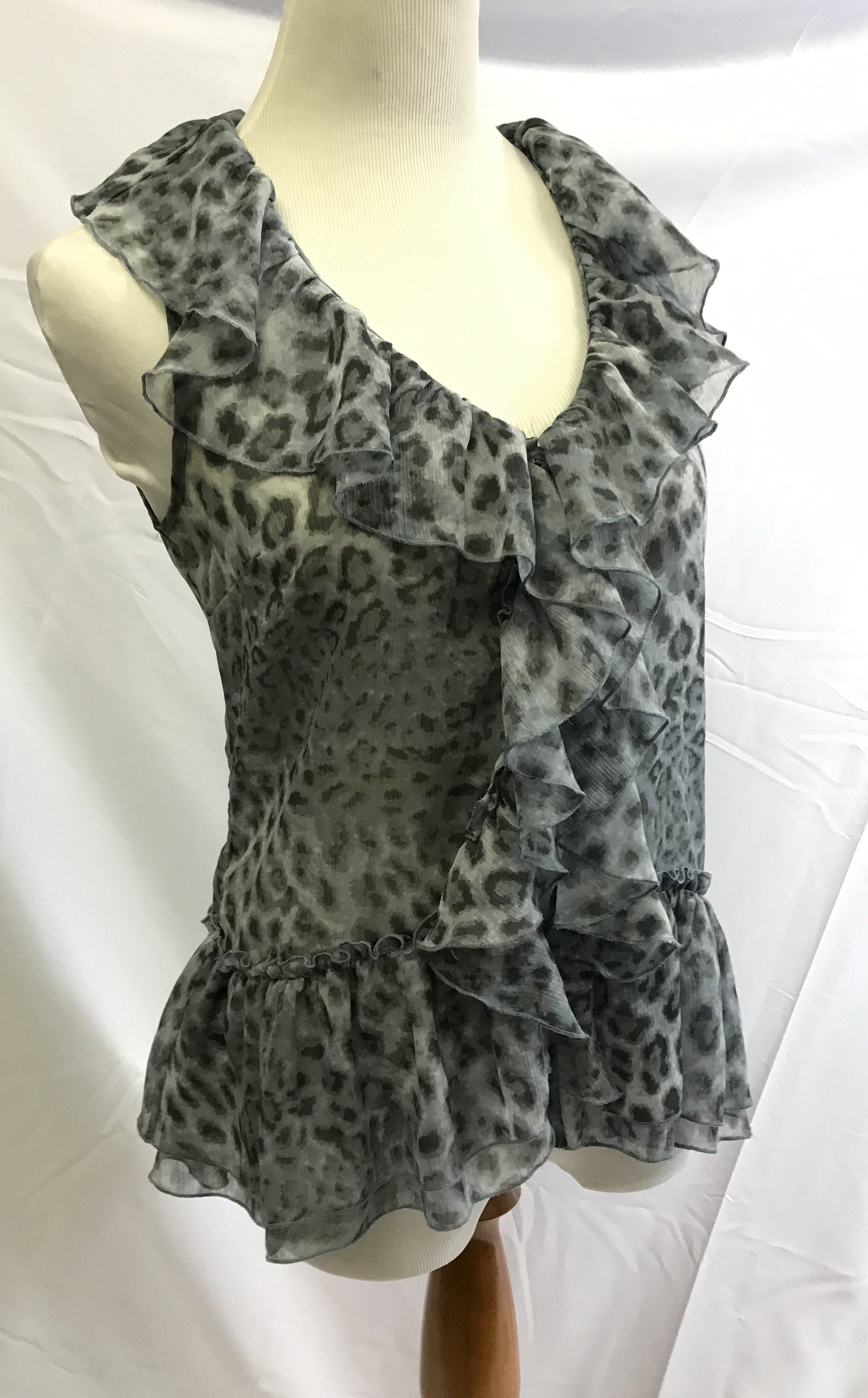 New York and company blouse see thru blue cheetah print, Size Small