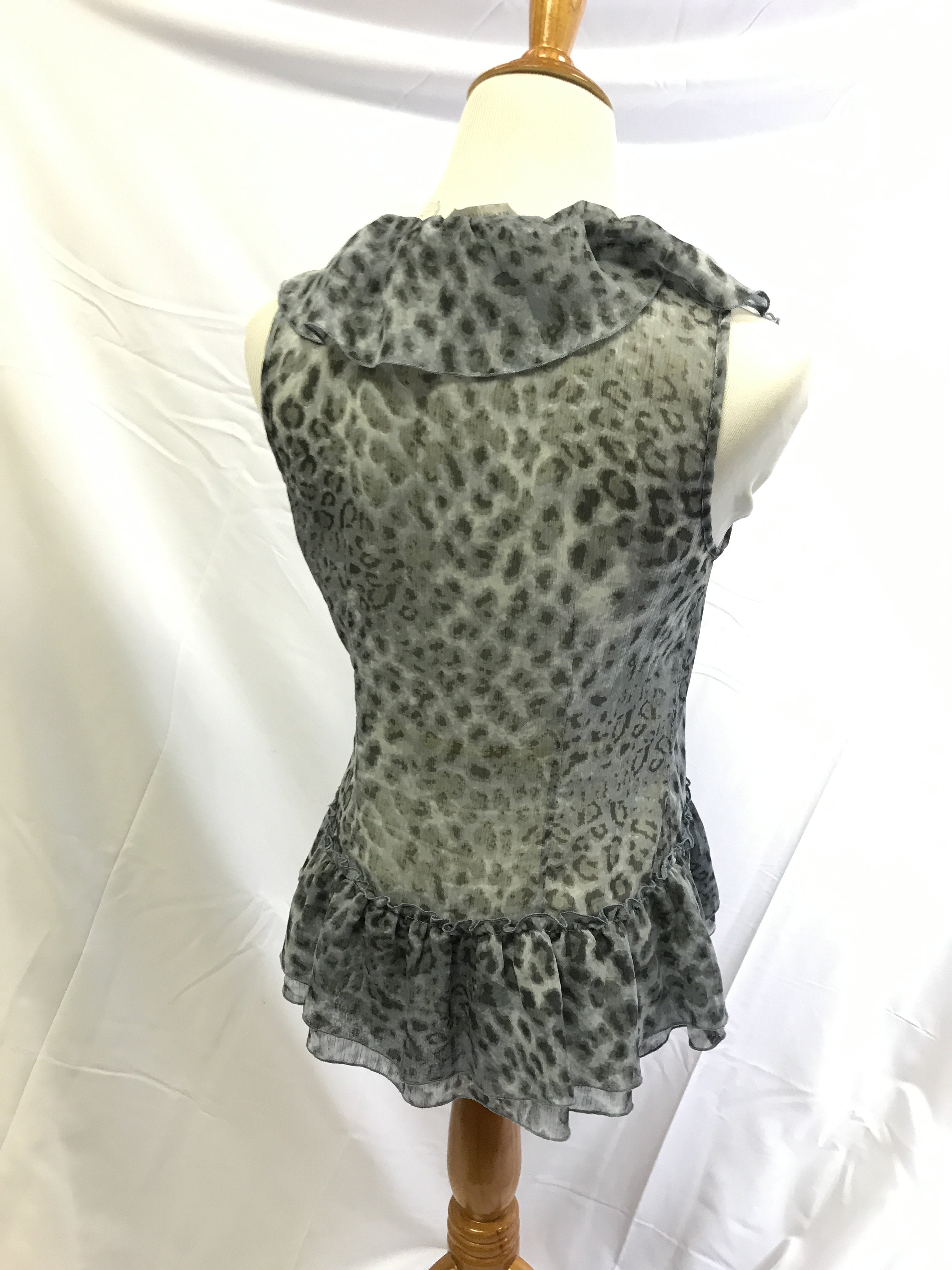 New York and company blouse see thru blue cheetah print, Size Small