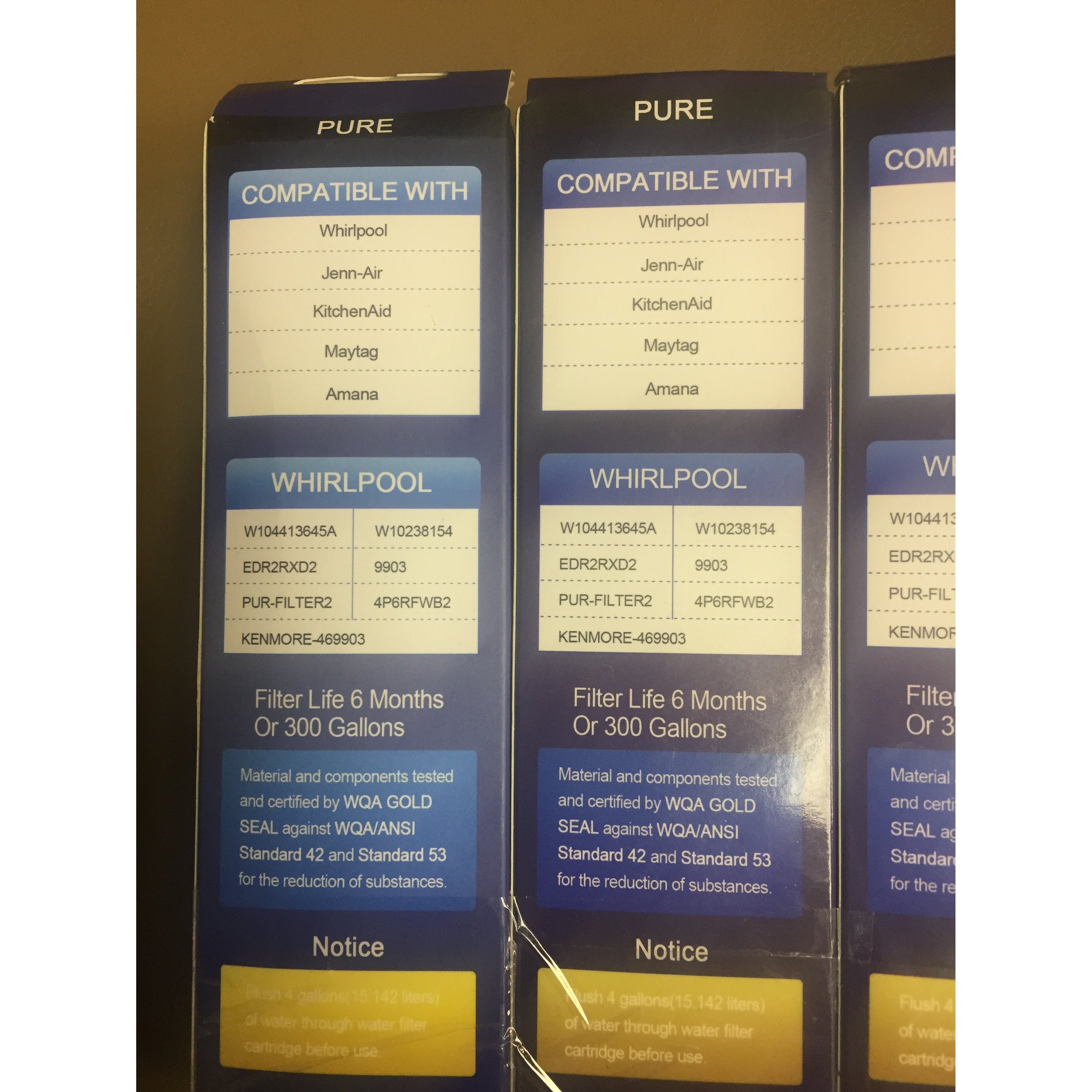 Colpure 3 packs Refrigerator Water Filter, 3PCS, Blue, 23