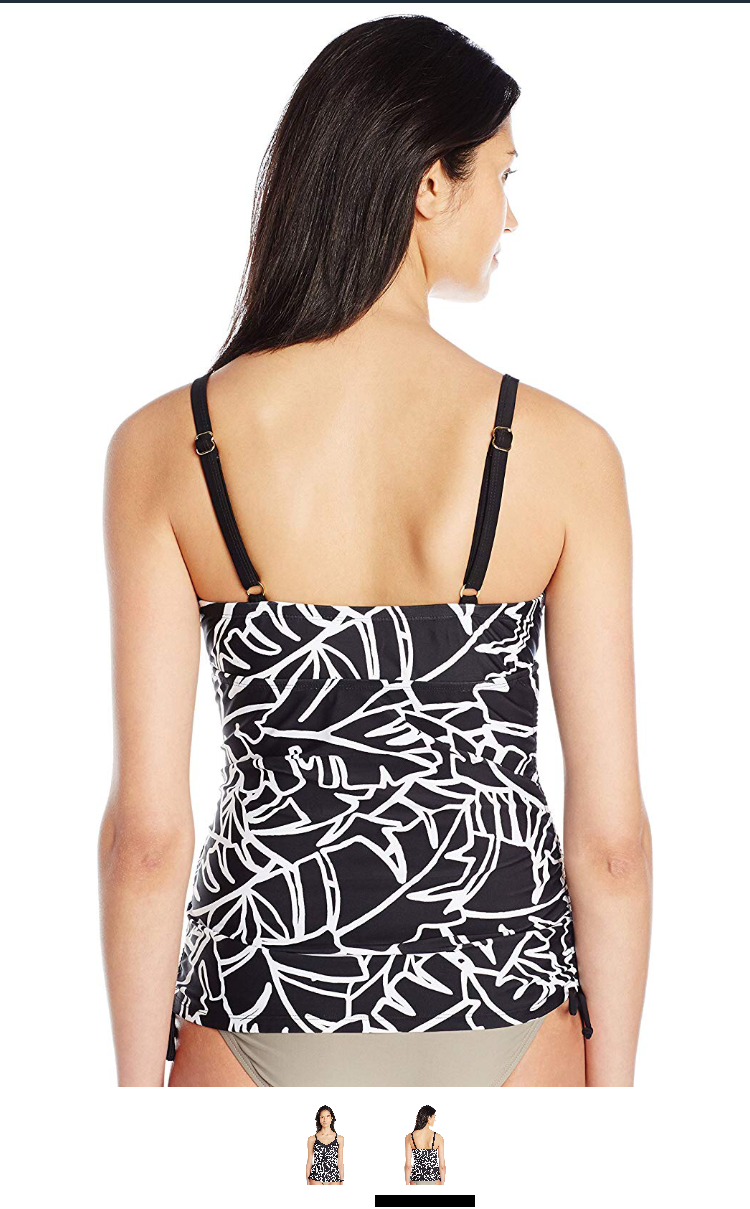 Ocean Avenue Women's Palm Beach Shirred-Side Tankini, Black, Size Small