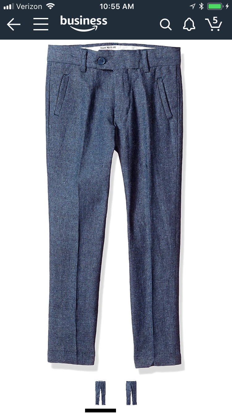 Isaac Mizrahi Toddler Boy's Slim Linen Chambray Pants, Slate, Size 2