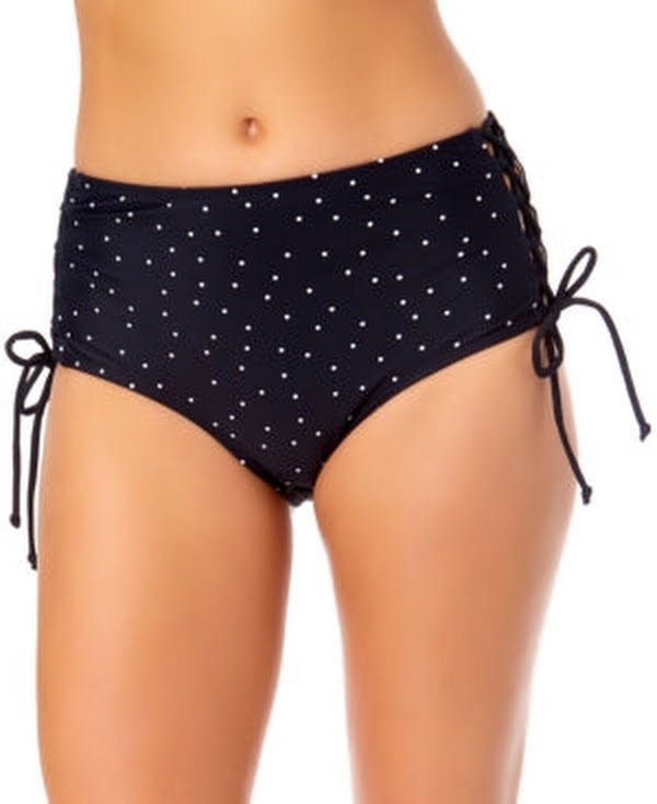 California Waves Side-Lace High Waist Bikini Swim Bottom