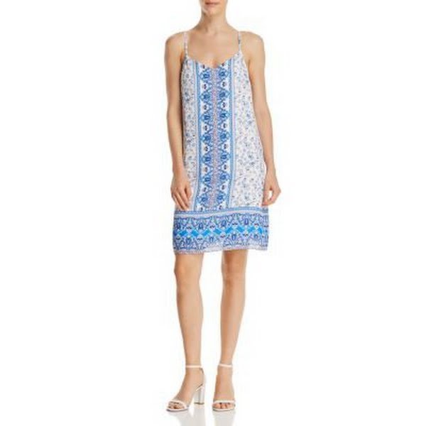 Aqua Fashion Floral Boarder Shift Dress