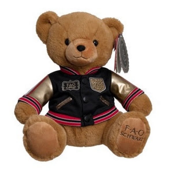 FAO Schwarz Toy Plush Anniversary Bear 12inch with Aviation Jacket