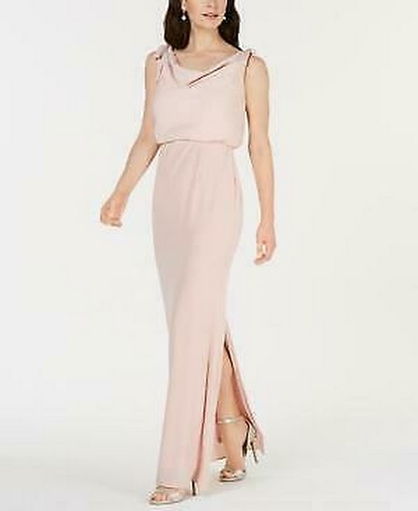 Adrianna Papell Womens Sleeveless Maxi Sheath, Blush, Size 16