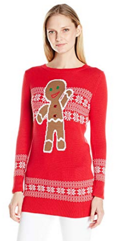 Isabellas Closet Womens Gingerbread On Fair Isle Ugly Christmas Sweater, Medium
