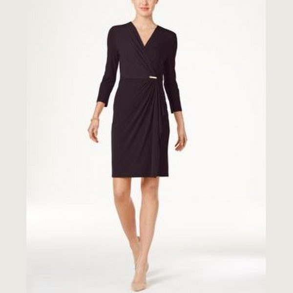 Charter Club Womens Long Sleeve Faux-Wrap Dress, Dark Wineberry, Small Vanessa Jane Charter Club Womens Long Sleeve Faux-Wrap Dress, Dark Wineberry, Small Vanessa Jane
