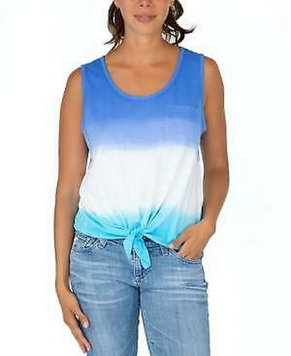 Rebellious One Juniors Tie-Dyed Tie-Front Tank Top