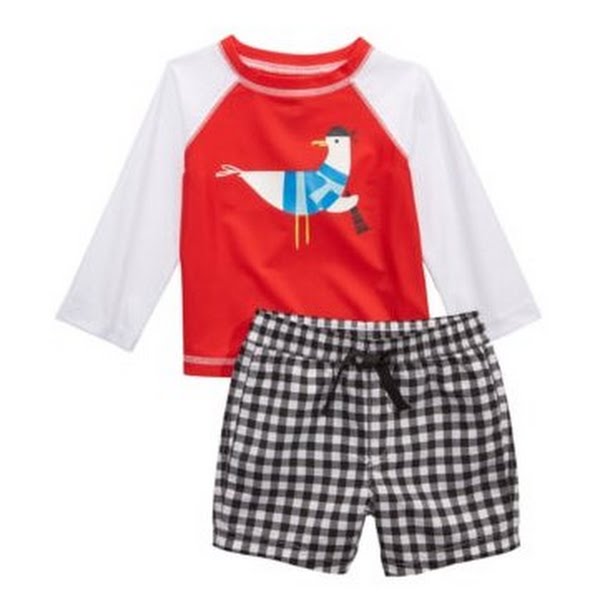 First Impressions Baby Boys Rash Guard and Swim Trunks