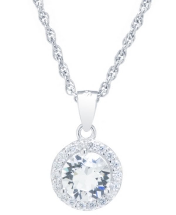 Giani Bernini Crystal and Cubic Zirconia Halo 18″ Pendant Necklace