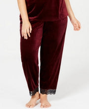 I.n.c. Plus Size Lace-Trim Velvet Pajama Pants