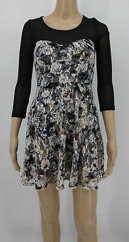 Material Girl Lace Illusion Skater Dress, Size Small