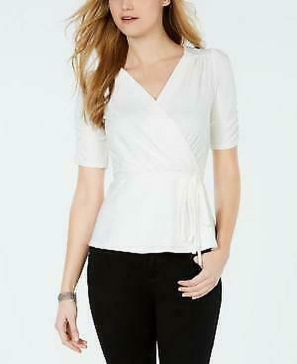 John Paul Richard Petite Ruched Belted Top, Size PM