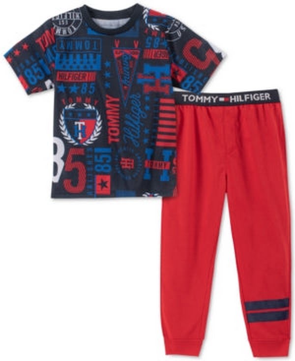 Tommy Hilfiger Boys 2-Pc. Logo Pajama Set