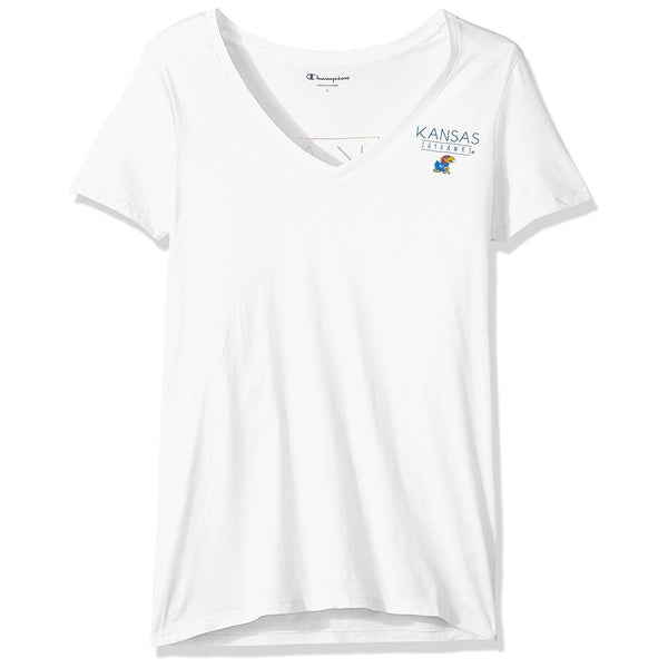 Champion NCAA Womens Short Sleeve V-Neck Tee, Kansas Jayhawk,Medium