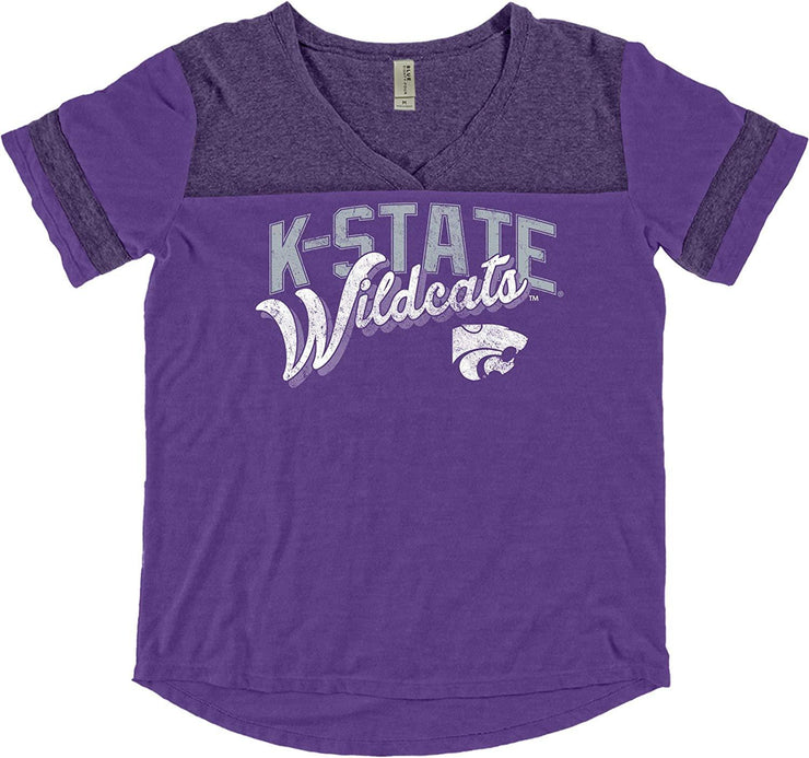 NCAA Kansas State Wildcats Adult Women NCAA Womens Dyed Varsity Tee,Medium