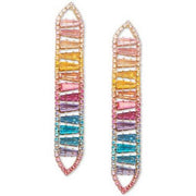 Zenzii Gold-Tone Multicolor Ombre Crystal Linear Drop Earrings – Pink/Yellow