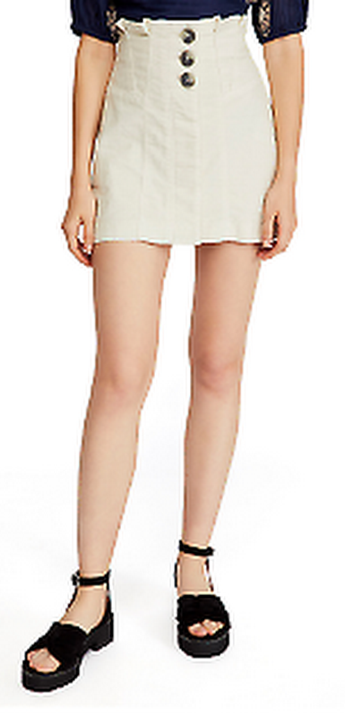 Free People Every Minute Every Hour Miniskirt, Cream, Size 2