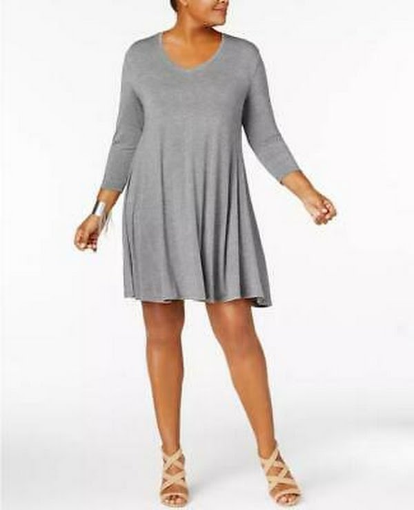 Style & Co V-Neck A-Line Swing Dress, Size OX