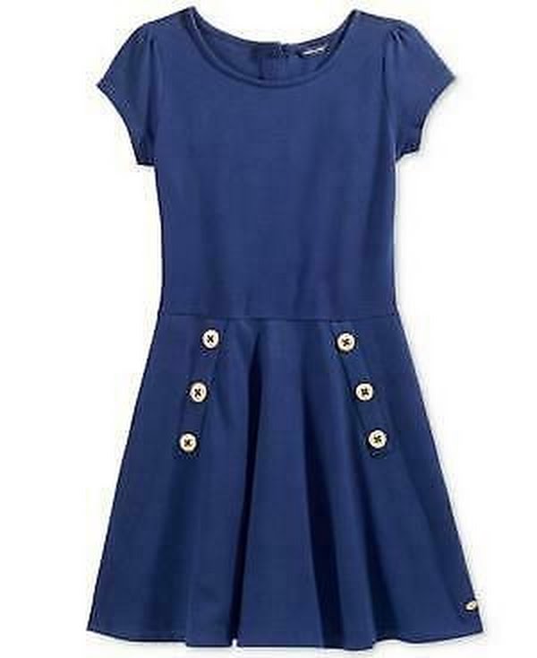 Tommy Hilfiger Girls Short-Sleeved Classic Pique Dress, Size L -12/14