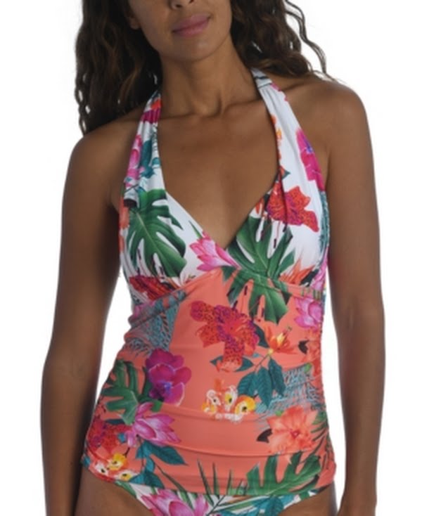 La Blanca Twist Front Ruched Side Womens Tankini Top, Size 6
