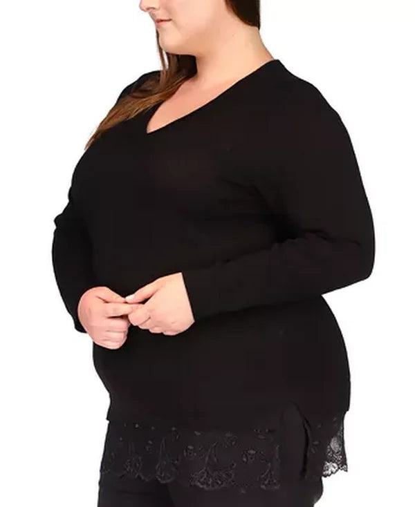 Michael Michael Kors Plus Size Lace-Hem Sweater