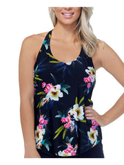 Island Escape Womens Tropical Print Full Bust Support Lined Tankini Top