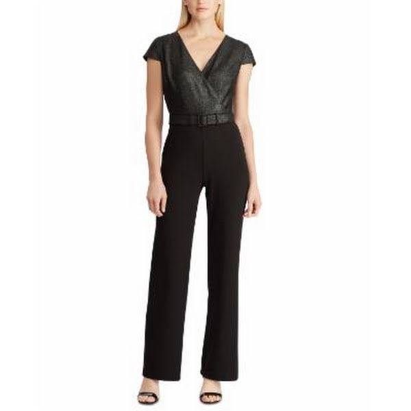 Lauren by  Womens Belted Glitter Jumpsuit, Size 6