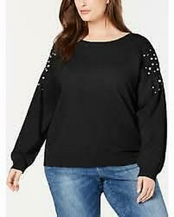 International Concepts Embellished Balloon-Sleeve Sweater