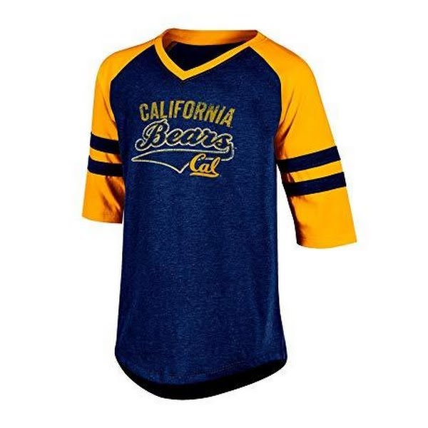 Champion NCAA California Golden Bears Girls Raglan Sleeve V-Neck, Size L/10/12