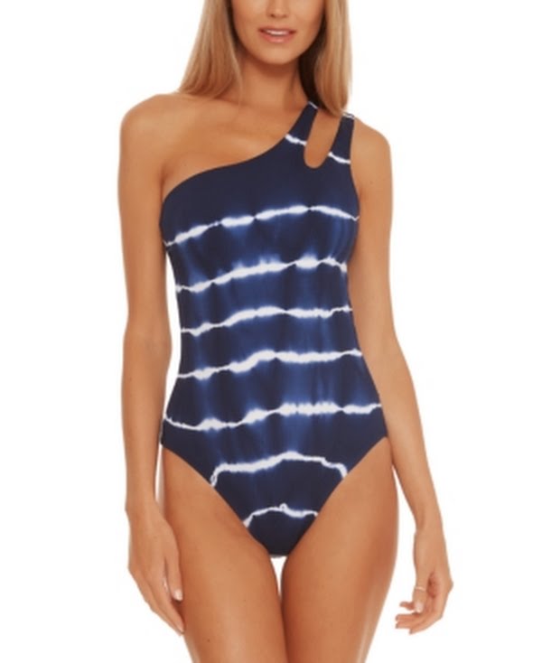 Becca Iconic Tie-Dyed Textured Rib Asymmetrical One-Piece Swimsuit