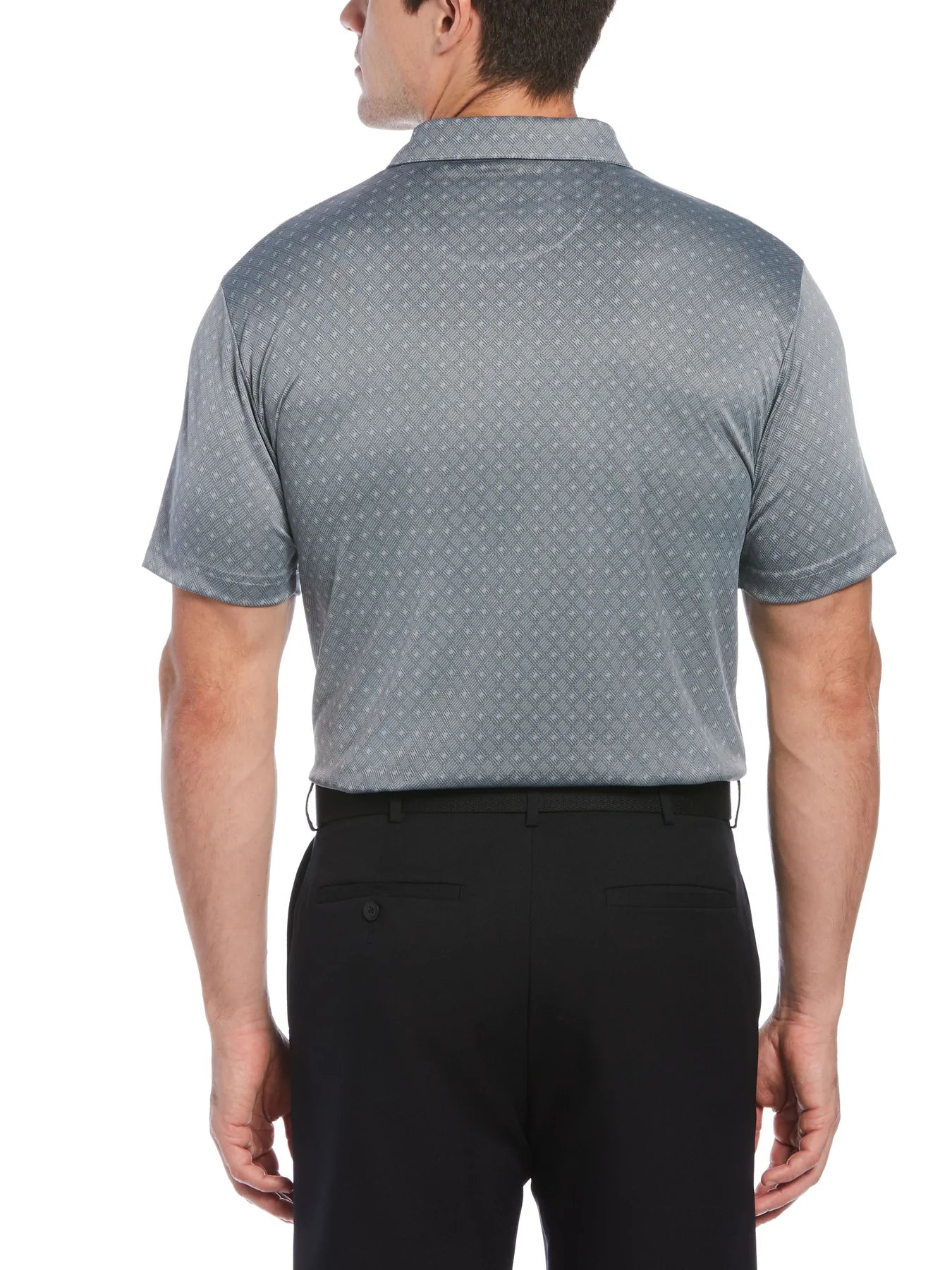 PGA Tour Mens Diamond Jacquard Golf Polo, Gray, Size Large