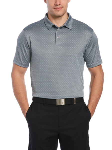 PGA Tour Mens Diamond Jacquard Golf Polo, Gray, Size Large