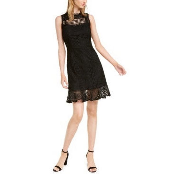 Betsey Johnson Petite Crochet-Lace Ruffled-Hem Dress, Size 12P