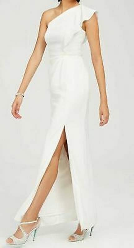 Adrianna Papell Ruffled One-Shoulder Gown