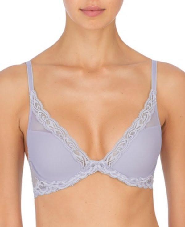 Natori Feathers Contour Plunge Lace-Trim Bra, 36DDD