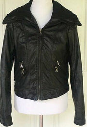 True Love By Ci Sono Womens Juniors Black Faux Leather Biker Jacket, Size Large
