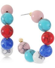 Alfani Gold-Tone Multicolor Small Stone Bead C-Hoop 1.5″ Earrings