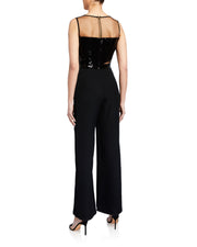 SHO Sequin Sheer Inset Sleeveless Crepe Illusion Jumpsuit, Various Sizes