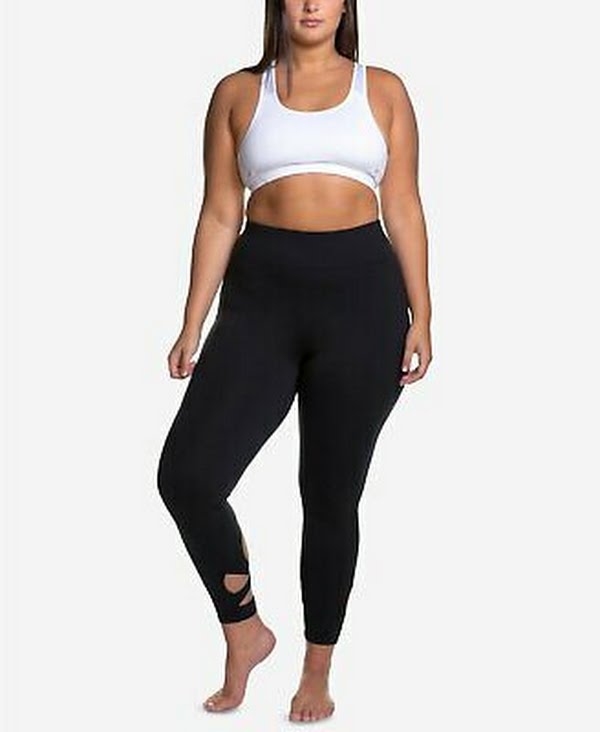 Soffe Curves Plus Size Wraparound-Hem Performance Leggings ,Size 1X