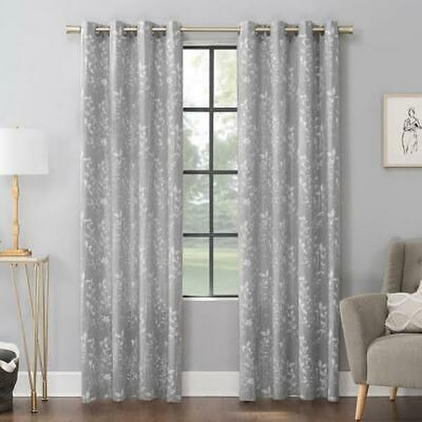 Scott Living Lotus Botanical Semi-Sheer Grommet Curtain Panel 52 X96