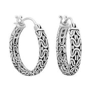 Devata Bali Filigree Byzantine Hoop Earrings in Sterling Silver, Medium