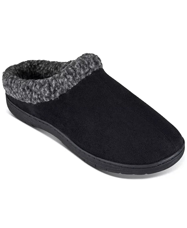 Haggar Men’s Faux-Suede Clog Slippers With Fleece Collar