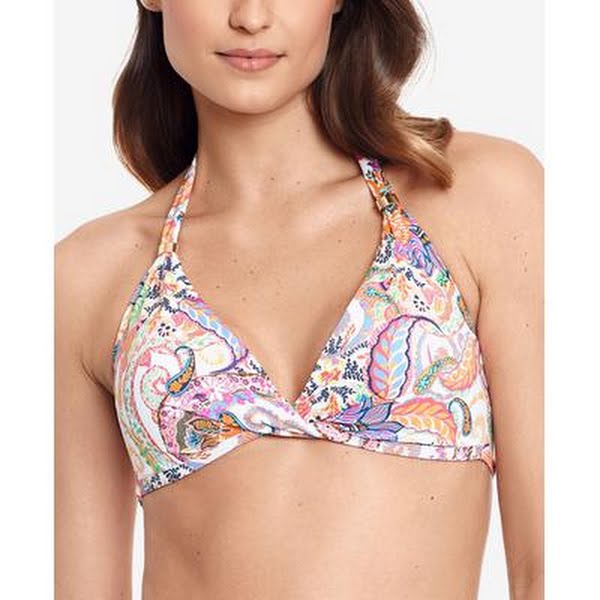 Lauren Ralph Lauren Womens Non-Removable Cups Tie Halter Bikini Top