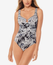Miraclesuit Women’s Tropical-Print One-Piece Swimsuit – Black White – Size 8