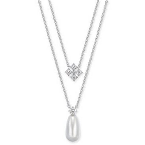 Eliot Danori Imitation Pearl and Cubic Zirconia Layered Pendant Necklace