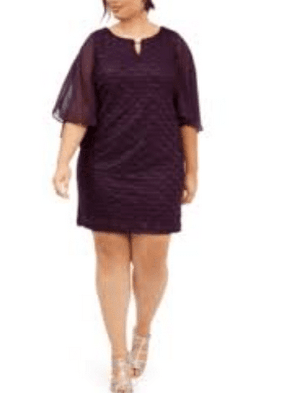Connected Plus Size Capelet Sheath Dress, Size 18W/ Purple